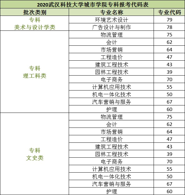 武漢科技大學(xué)城市學(xué)院專業(yè)代碼
