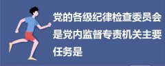 黨的各級(jí)紀(jì)律檢查委員會(huì)是黨內(nèi)監(jiān)督專責(zé)機(jī)關(guān)主要任務(wù)是
