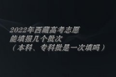 2022年西藏高考志愿能填報(bào)幾個(gè)批次（本科、專(zhuān)科批是一次填嗎）